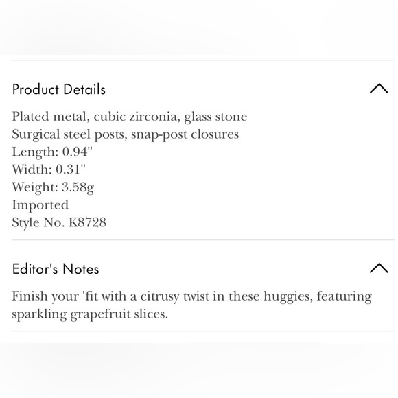 NWT KATE SPADE ♠️ FRUIT SALAD PAVE GRAPEFRUIT HUGGIES EARRINGS - Picture 9 of 9